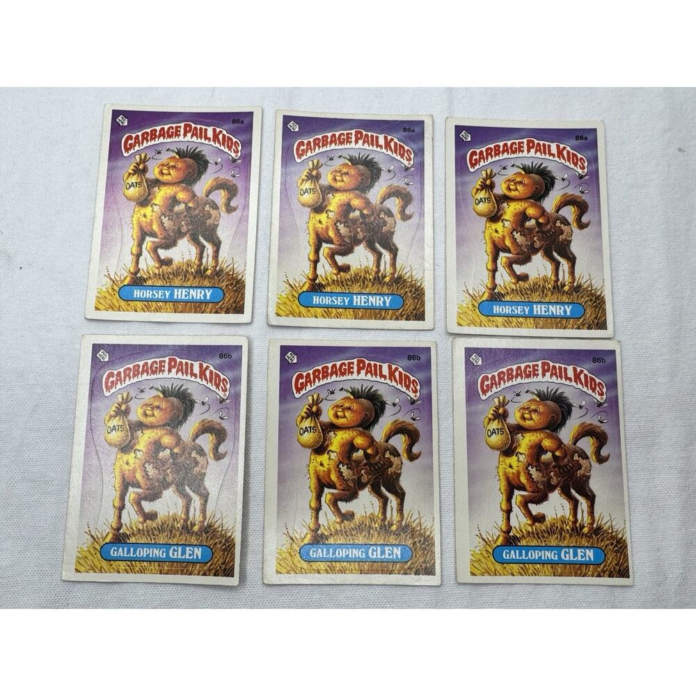 1986 Garbage Pail Kids Lot of 6 Horsey Henry Glen Cards Original Series Raw